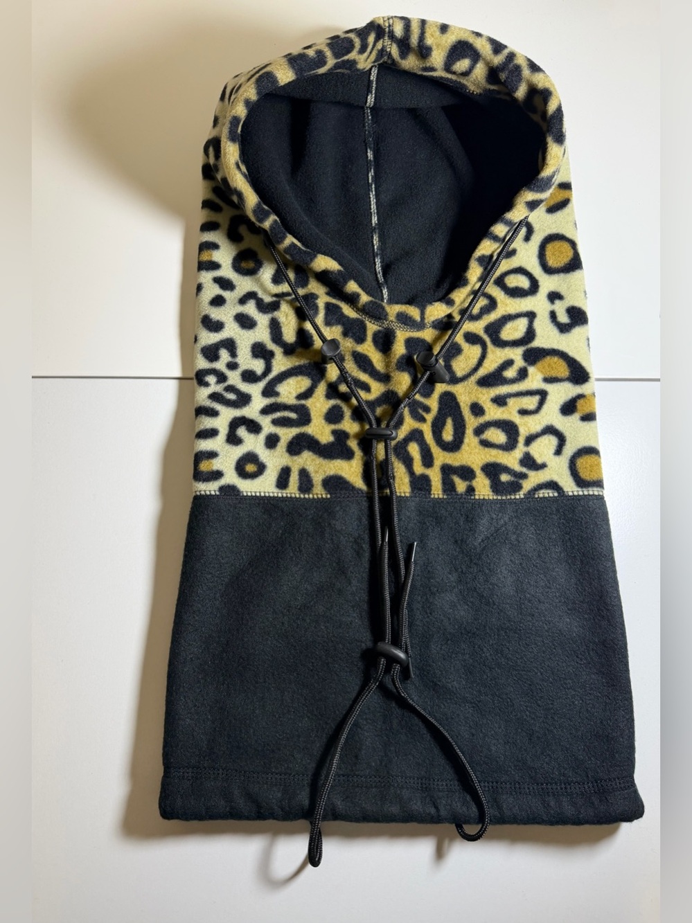 Adult Leopard Print Hooded Fleece w/ Neck‎ Warmer Adjustable One Size